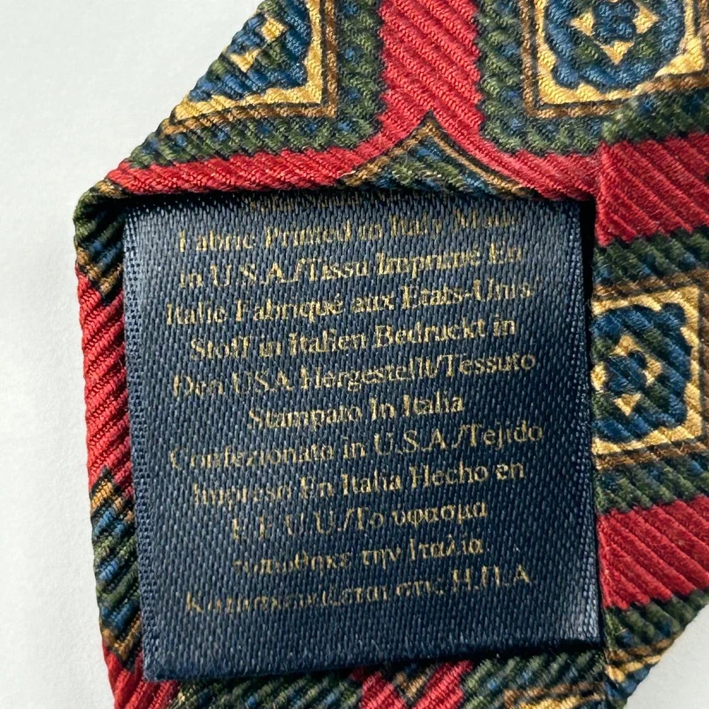 Vintage Brooks‎ Brothers Makers and Merchants Burgundy Geometric Silk Tie USA